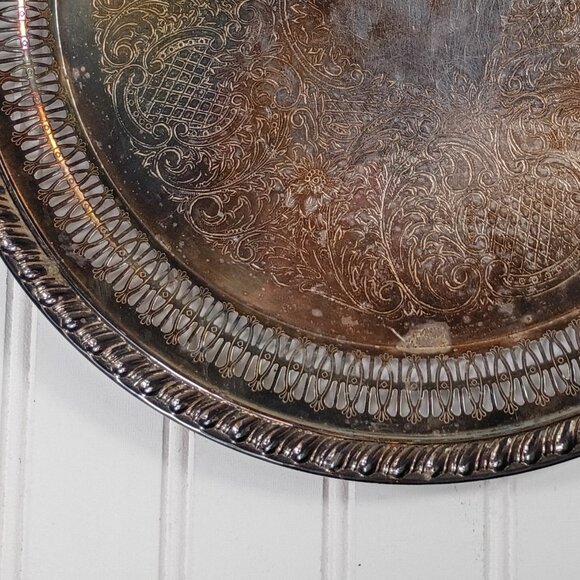 Vtg Silverplate Serving Trays Platters Tree of Life Round WS Blackinton LOT OF 3 - Picture 9 of 16